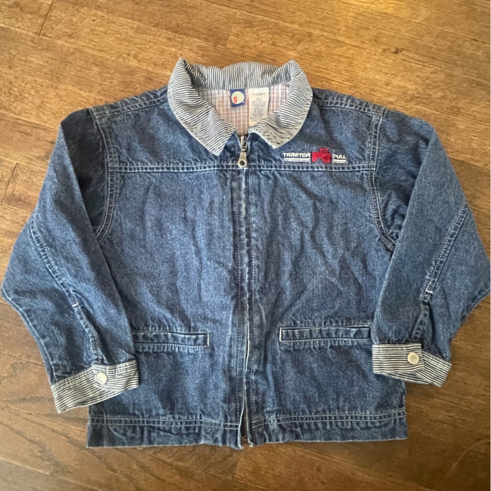 EC Boys size XL Gymboree Jean Jacket with Striped Collar and Cuffs